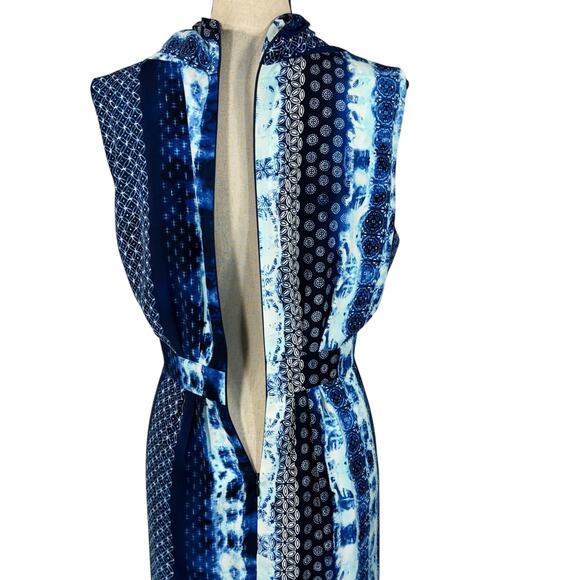 Chico’s SZ 2.5 (Large) Maxi Dress V-Neck Sleeveless Pleats Stretch Rear Zip Blue - Picture 5 of 9